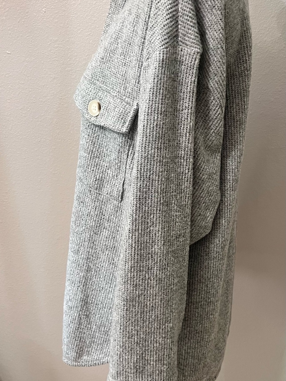 Timing Gray Knit Button-Up Utility Shacket - Picture 4 of 7
